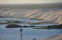 Dunas avançam sobre lagoa nos Pequenos Lençóis, região de Paulino Neves - MA